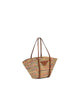 Image of Prada Straw and Leather Tote Bag