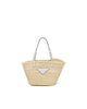 Image of Prada Woven Palm and Leather Tote