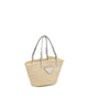 Image of Prada Woven Palm and Leather Tote