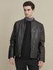 Image of Leather Jacket with Zipper Pockets