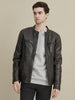 Image of Rob Quilted Shoulder Leather Jacket