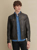 Image of Gabe Mens Leather Jacket with Patches
