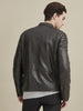 Image of Rob Quilted Shoulder Leather Jacket