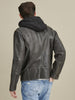 Image of Alan Mens Leather Jacket with Hood