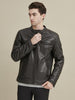 Image of Rob Quilted Shoulder Leather Jacket