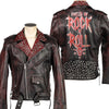Image of Customized Rock and Roll Red and Black Wash leather jacket