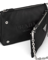 Re-nylon and Saffiano Leather Shoulder Bag