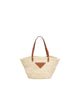 Image of Prada Woven Palm and Leather Tote