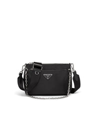 Re-nylon and Saffiano Leather Shoulder Bag
