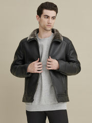 Pebble Faux-Leather Jacket For Men