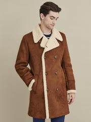 Faux Shearling Car Coat brown
