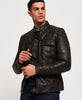 Image of Prime Moto Dark Brown Leather Jacket for Men
