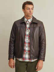 Thinsulate™ Lined Leather Jacket Brown