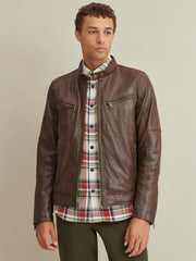 Brent Mens Leather Moto Jacket