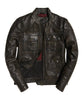 Image of Prime Moto Dark Brown Leather Jacket for Men