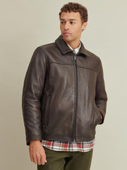 Thinsulate™ Lined Leather Jacket Brown