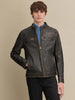 Image of Gabe Mens Leather Jacket with Patches