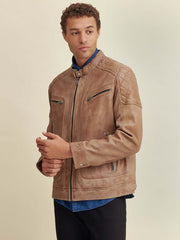 Mason Quilted Leather Jacket Cognac