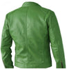 Image of SUPER REGULAR FIT PART WEAR MEN GREEN LEATHER JACKET
