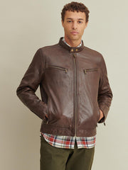 Brent Mens Leather Moto Jacket