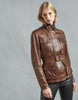 Image of TRIUMPH 2ND VERSION WOMEN LEATHER JACKET - COGNAC