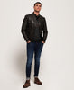 Image of Prime Moto Dark Brown Leather Jacket for Men