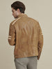Image of Carl Moto leather Jacket with Chest Stripe