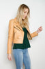 Image of Prime leather zippers cropped jacket for women