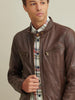 Image of Brent Mens Leather Moto Jacket