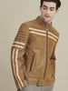 Image of Carl Moto leather Jacket with Chest Stripe