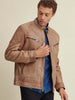 Image of Mason Quilted Leather Jacket Cognac
