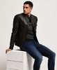 Image of Prime Moto Dark Brown Leather Jacket for Men