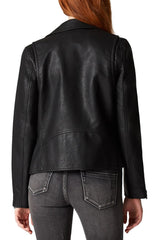 Faux Leather Moto Jacket For Womens