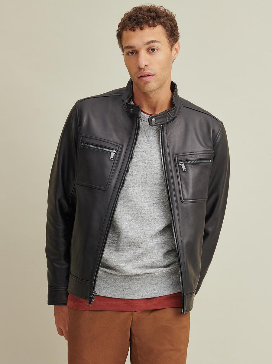 Tab Collar Leather Jacket