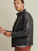 Image of Tab Collar Leather Jacket