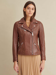 Leather Jacket with Metallic Details