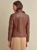 Image of Leather Jacket with Metallic Details