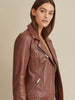 Image of Leather Jacket with Metallic Details