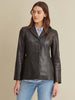 Image of Notch Collar Womens Leather Jacket