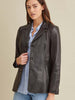Image of Notch Collar Womens Leather Jacket
