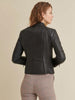 Image of Alexis Quilted Leather Moto Jacket For Women