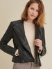 Image of Alexis Quilted Leather Moto Jacket For Women