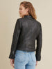 Image of Leather Jacket with Quilted Shoulder BLACK