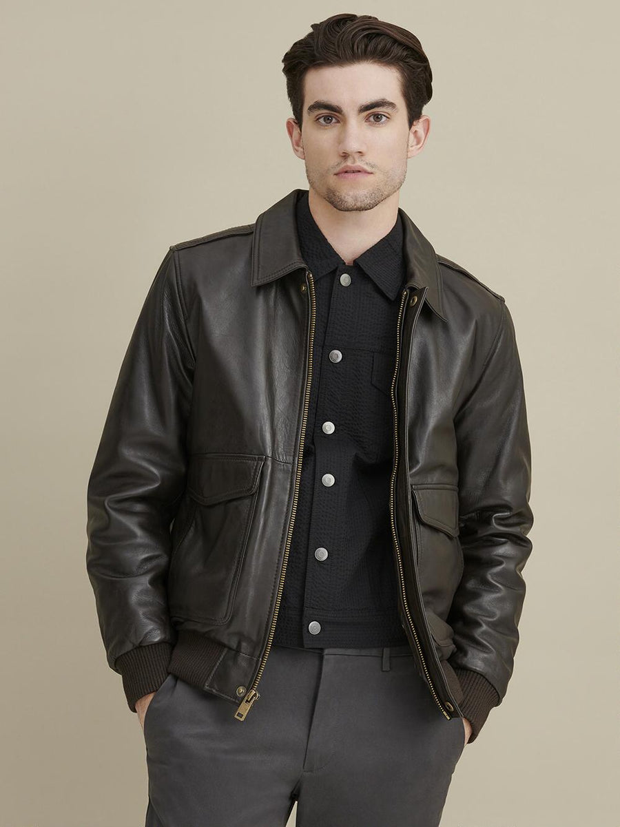 Big & Tall Mens Leather Jacket with Flag Print Lining