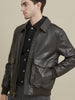 Image of Big & Tall Mens Leather Jacket with Flag Print Lining