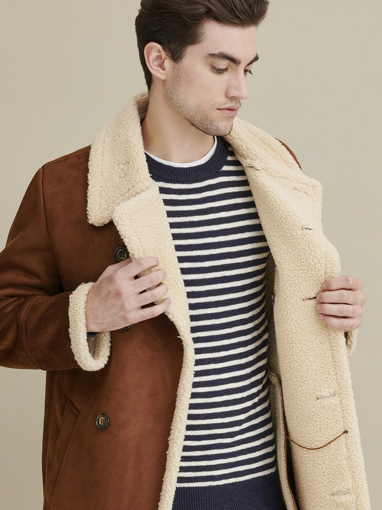 Faux Shearling Car Coat brown