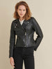 Image of Madeline Asymmetrical Leather Jacket Black
