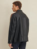 Image of Big & Tall Motorcycle Mens Leather Jacket with Stripe