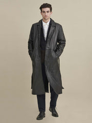 Oliver Belted Leather Trench Coat