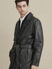 Image of Oliver Belted Leather Trench Coat
